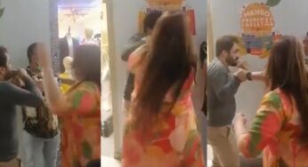 خاتون نے مال میں نمبر مانگنے والے نوجوان کی درگت بنادی، ویڈیو وائرل