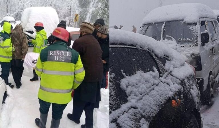 مری میں شدید برفباری کے باعث گاڑیوں میں پھنسے 21 سیاح جاں بحق